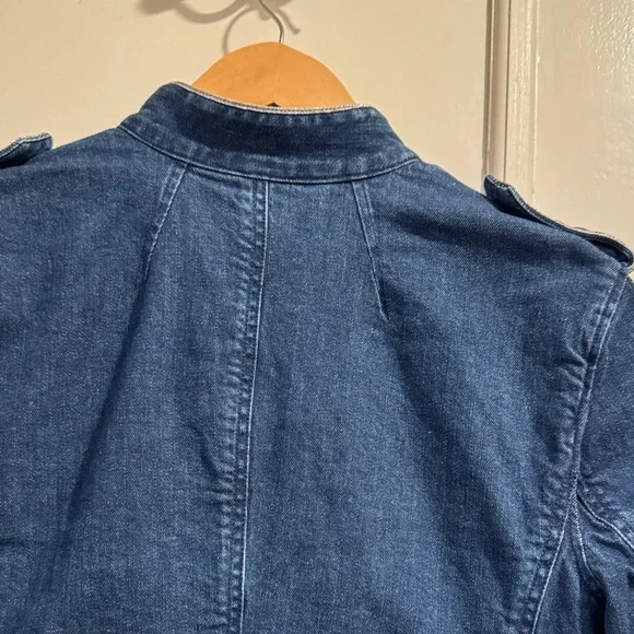 LAUREN RALPH LAUREN Sz8 MILITARY-INSPIRED OFFICER STRETCH DENIM JACKET - Picture 7 of 13